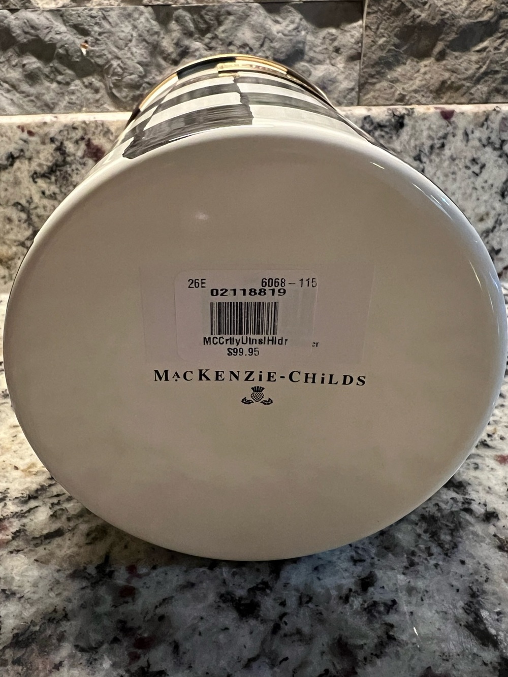 Mackenzie-Childs Courtly Check Enamel Utensil Holder. New w/ tags. - Picture 12 of 12